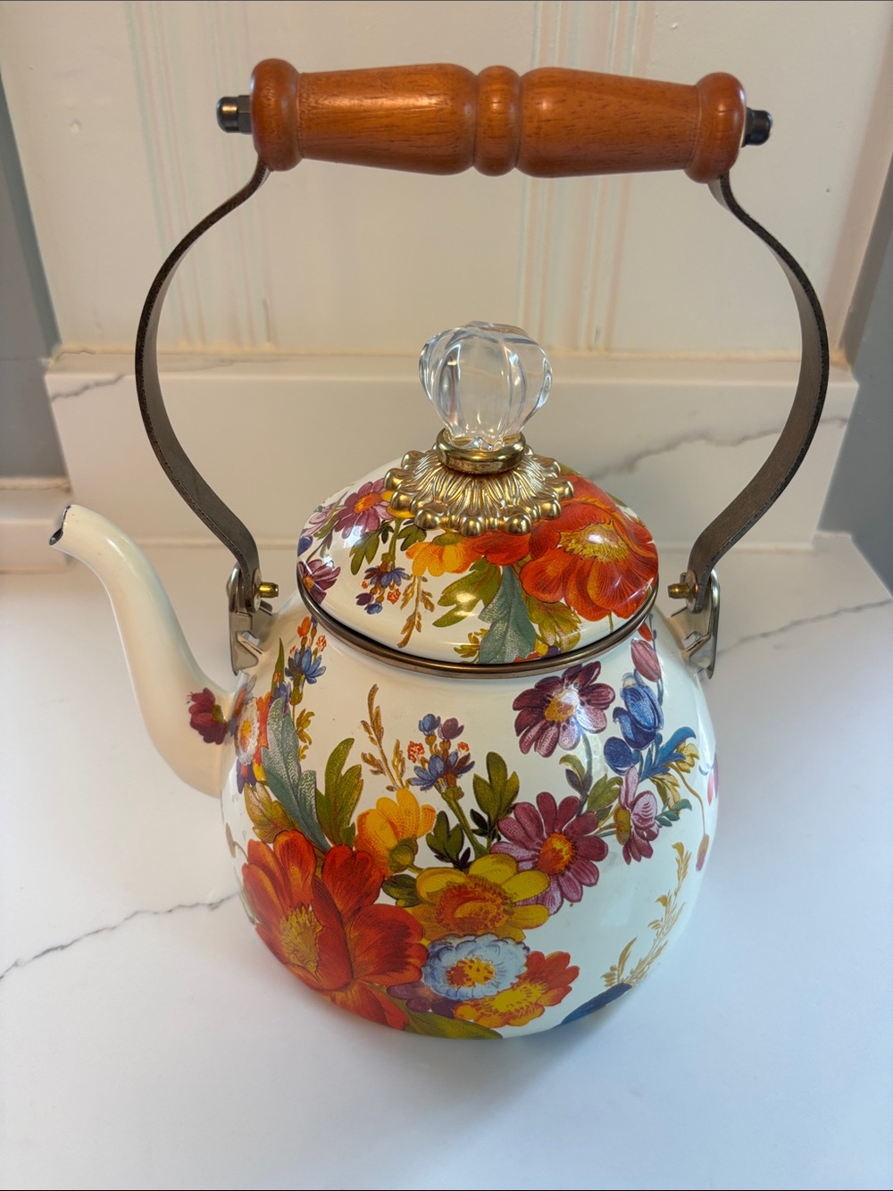 MacKenzie-Childs 2qt Floral Tea Kettle - Never Used